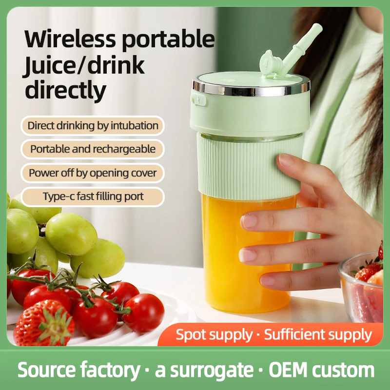 K1 Electric Fruit Juicer Wireless Blender Juice Mixer Portable Juicer with Straw Household USB Charging 6 Blade Gift Juice Cup