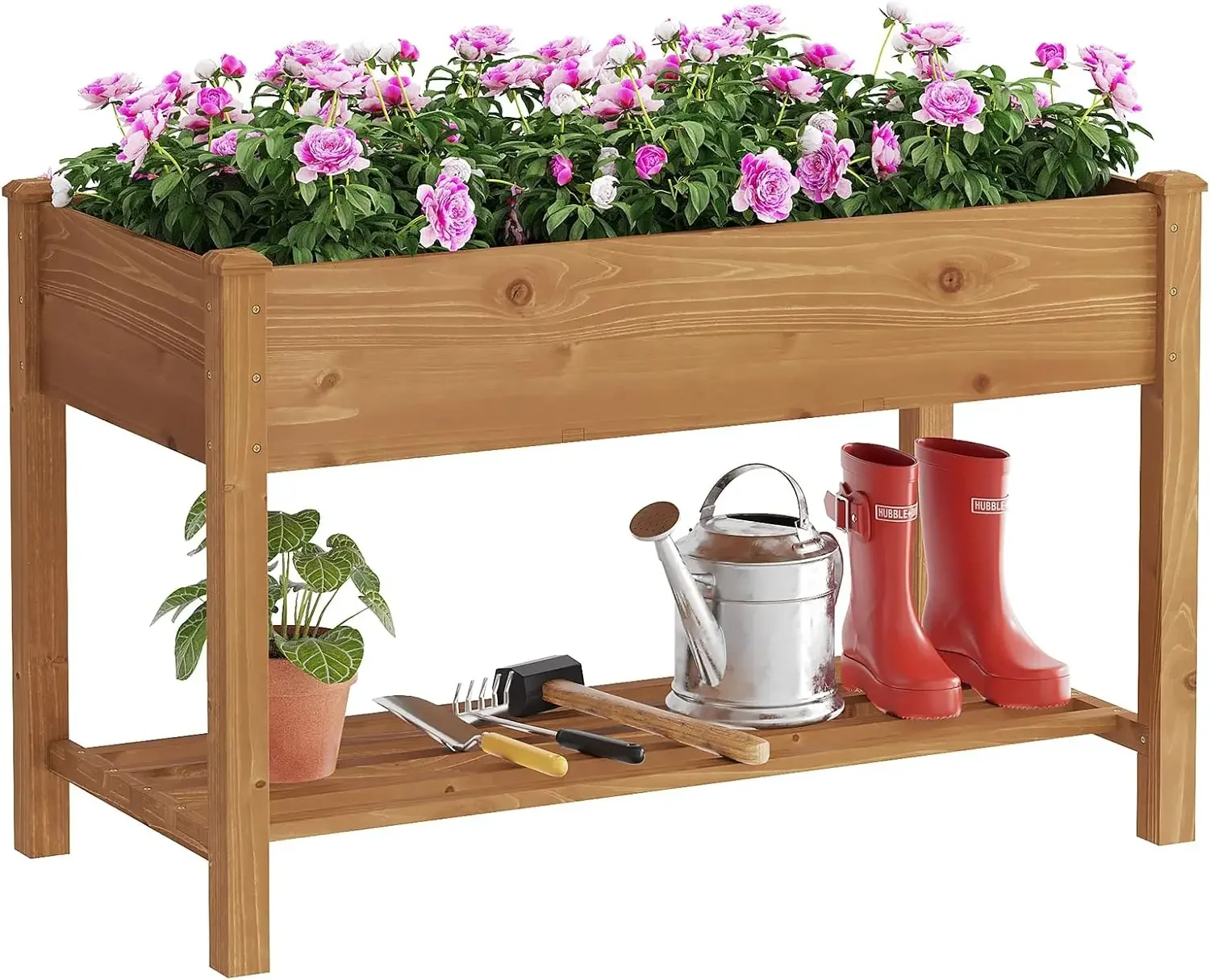 Raised Garden Bed with Legs Elevated Wooden Planter Box Stand Large Planter Stand Box for Fruits Vegetables Flowers with Divider
