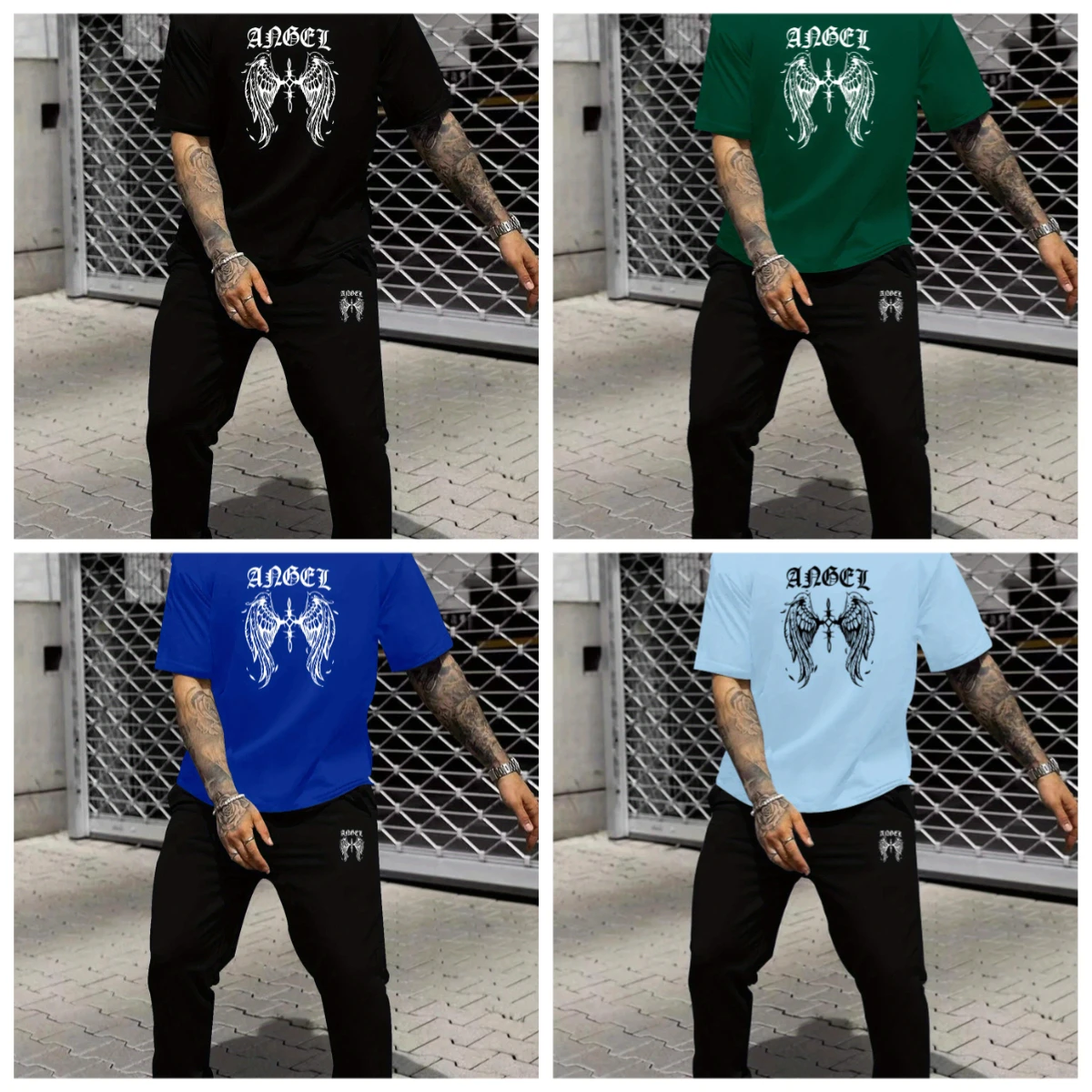 

25-26 Summer Hot-selling Fashion Trend Luxury 3D Printing American Street Breathable Quick-drying T-shirt Trousers Set