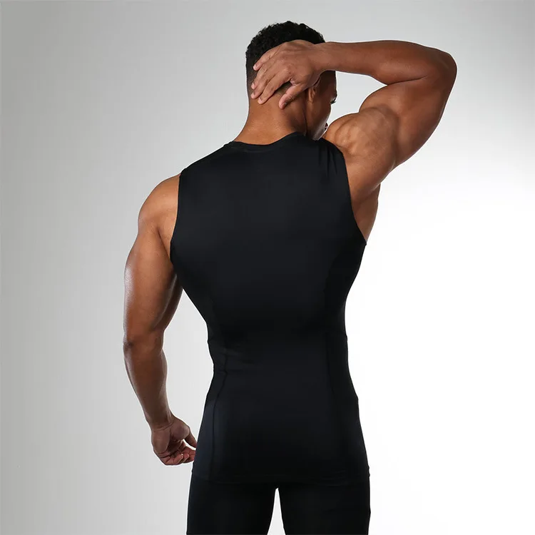 Men\'s Summer Tank Top Compression Sleeveless Shirt Gym Fitness Running Vest Quick Dry Workout Bodybuilding Sports Tight Clothing