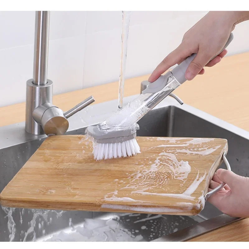 Kitchen Cleaning Tools Long Handle Dish Brush Liquid Soap Dispenser Cleaner Dish Scrubber Brush Dishwashing Sponge Pot Wash Wipe