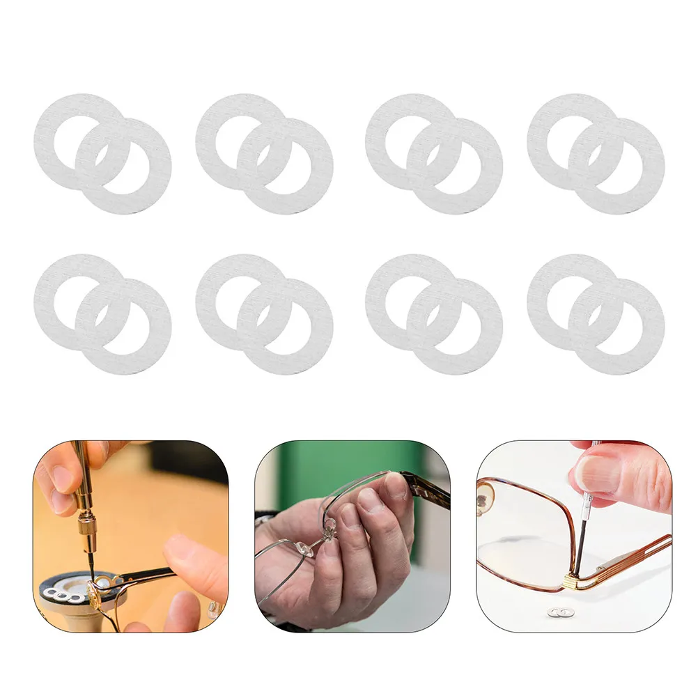 600Pcs Rimless Glasses Screw Washers Metal Flat Gaskets 1.4mm Inner Diameter Eyeglass Frame Repair Parts Glasses Repair Tool Kit