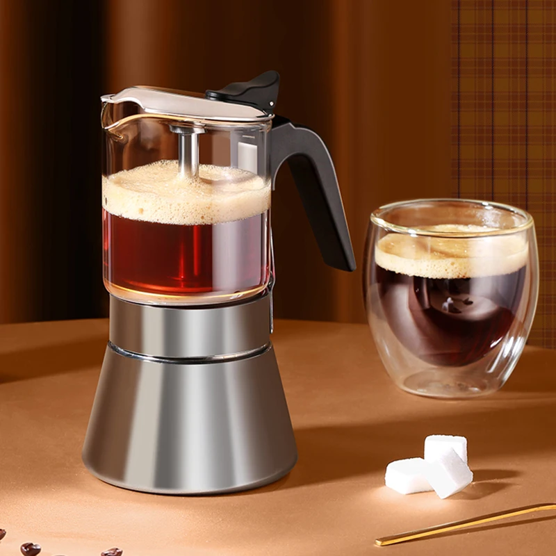 

Mocha pot Light luxury coffee making utensils Stainless steel household hand brewed coffee