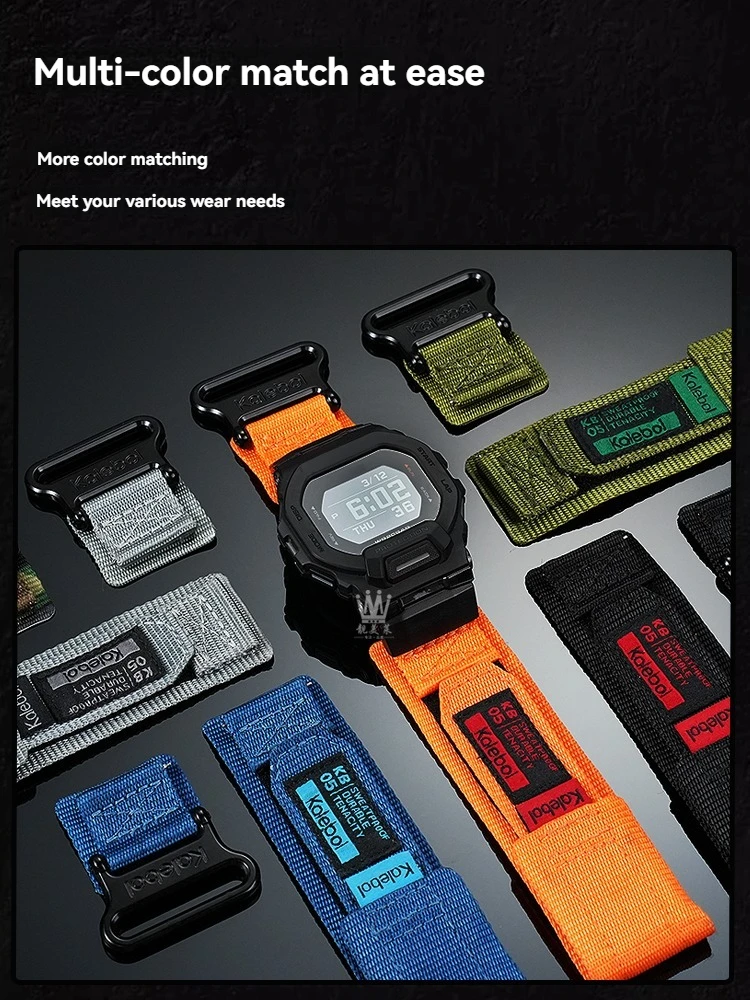 Cinturino per orologio realizzato in tela di nylon per sport all'aria aperta, modifica adatta per orologi Casio GBD-200-1/GBD-200SM