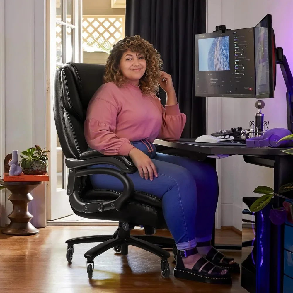 كرسي مكتب عالي التحمل بوزن 500 رطل لتخفيف آلام الظهر المنخفض، كرسي مكتب كبير وطويل مع دعم قطني مريح #4