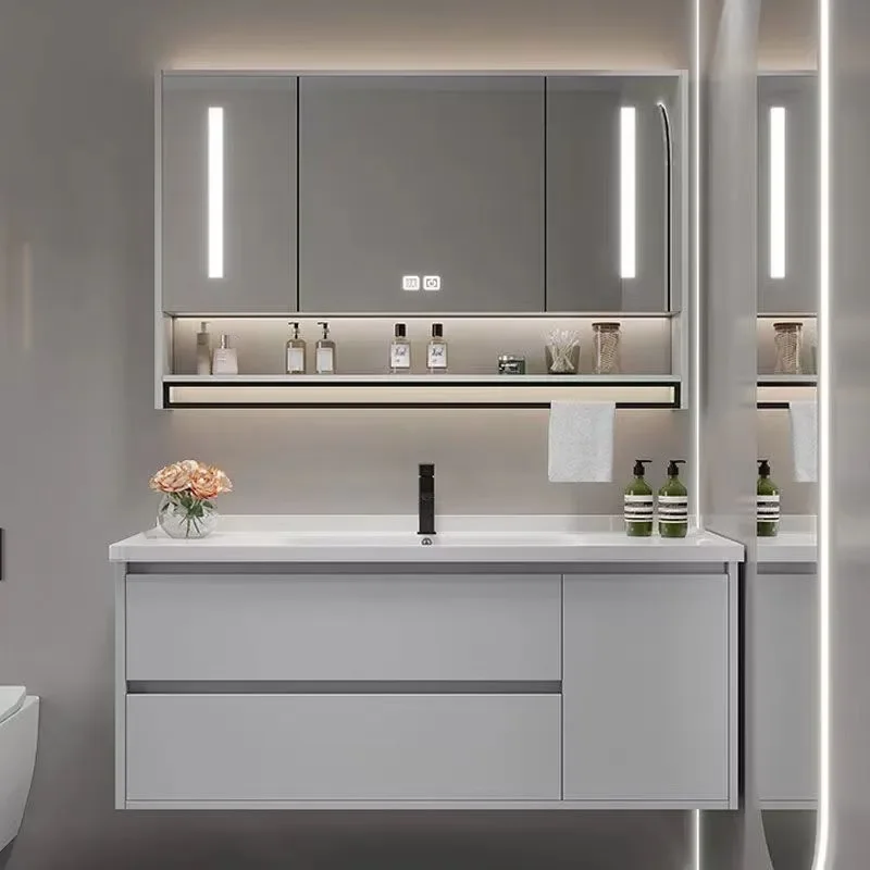 for Bathroom Cabinet Ceramic Integrated Basin Washbasin Combination Sink Vanity Unit Modern Wall Mounted Wash Basin Cabinet