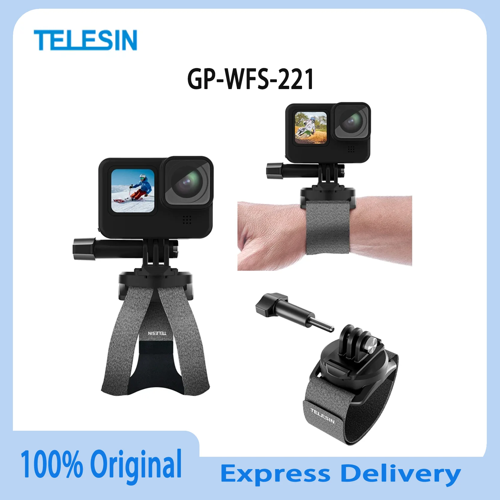 

Original TELESIN Wrist Strap 360° Rotation Anti-slip Adjustable Stable Mount For GoPro Hero 13 12 11 10 9 8 7 Sports Camera