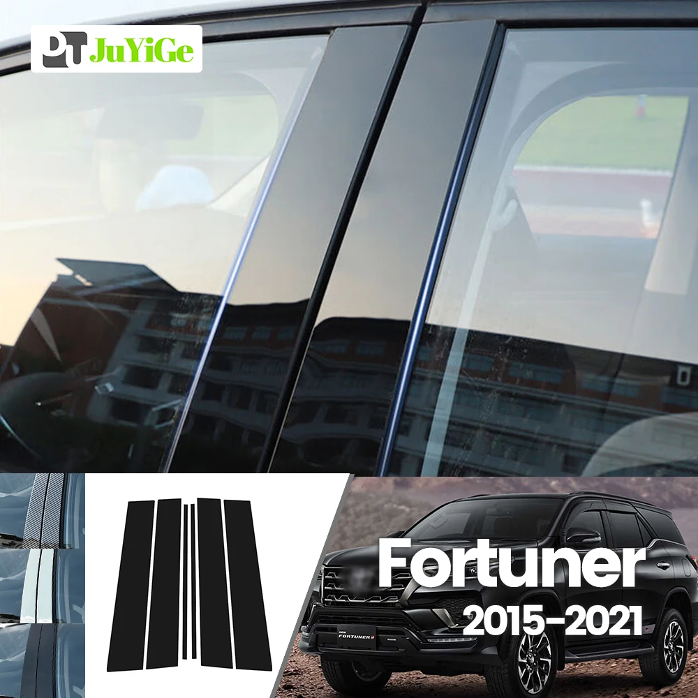 

For Toyota Fortuner 2015-2021 2016 2017 2018 2019 2020 Bright Black Carbon Fibre Window Door B C Sticker
