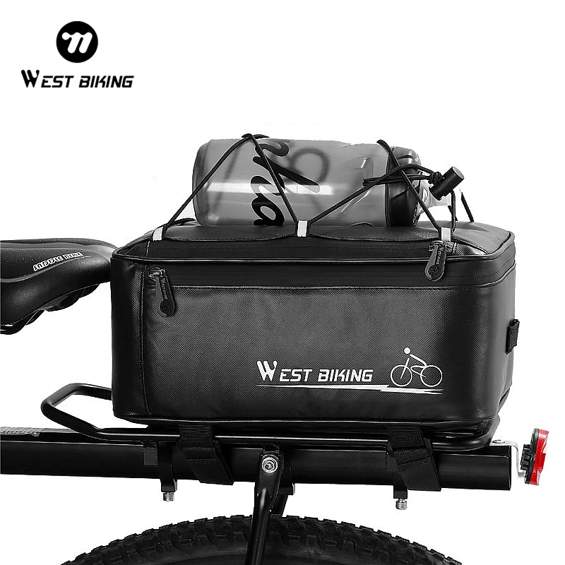 

WEST BIKING Bicycle Rear Seat Bag 4L Large Capacity Reflective Waterproof Bike Rack Bag With Rain Cover MTB Road Bike Accessory