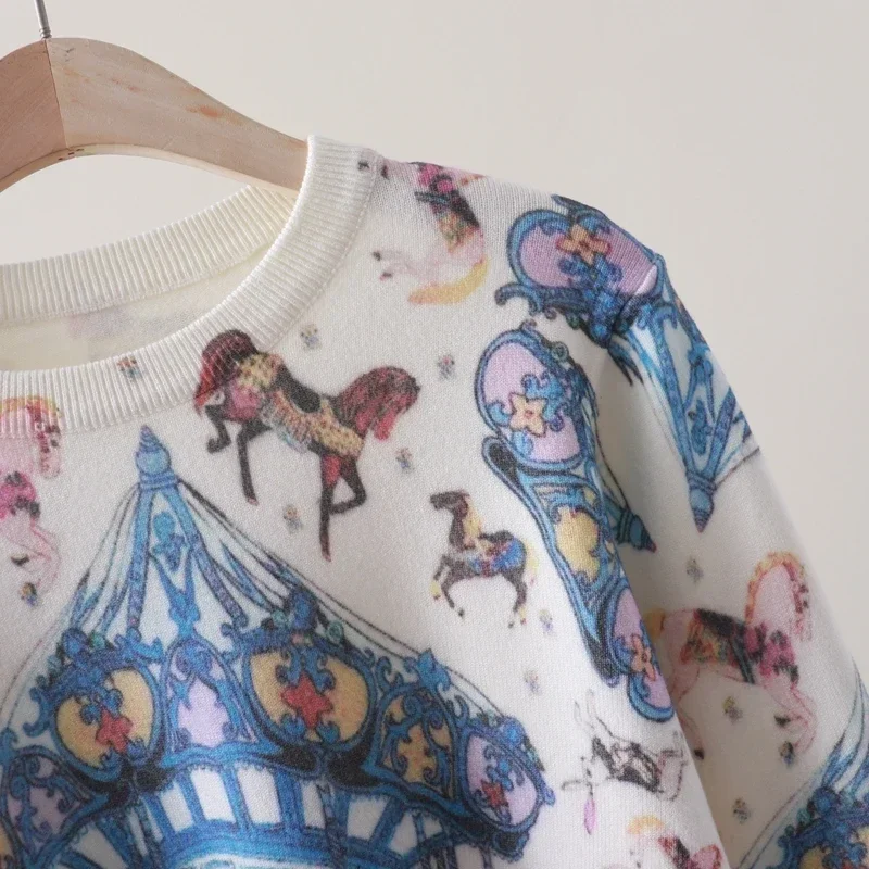 Carousel Pattern Pullovers women Knit Sweater