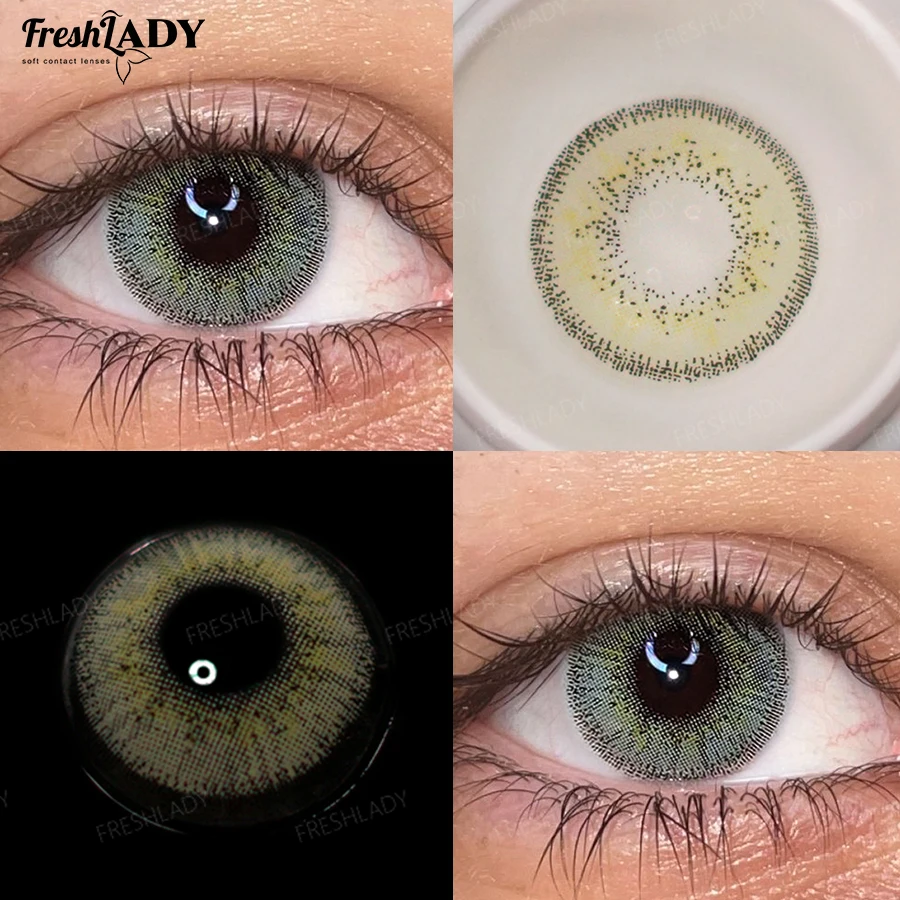 FreshLady 1 Paar Braune Kontaktlinsen für Graue Augen Natürliche Braune Augen Kontaktlinse Augen-Make-up Schönheit 14,20mm Jahreslinsen – Detail 4