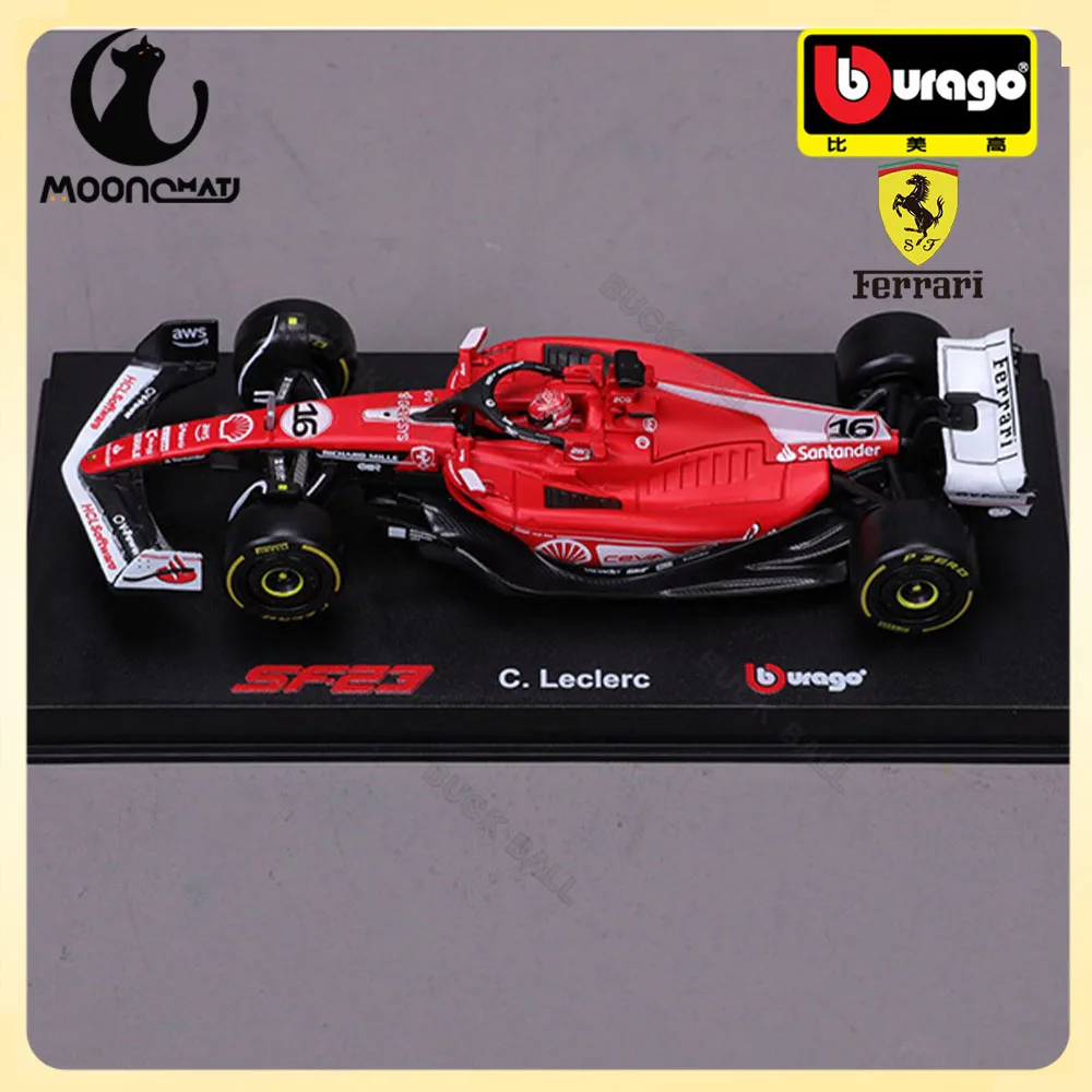 Bburago 1/43 F1 Ferrari SF-23 Las Vegas Edition 16# Formula One Car Model With Hardcover Acrylic Box Alloy Car Collection Toy