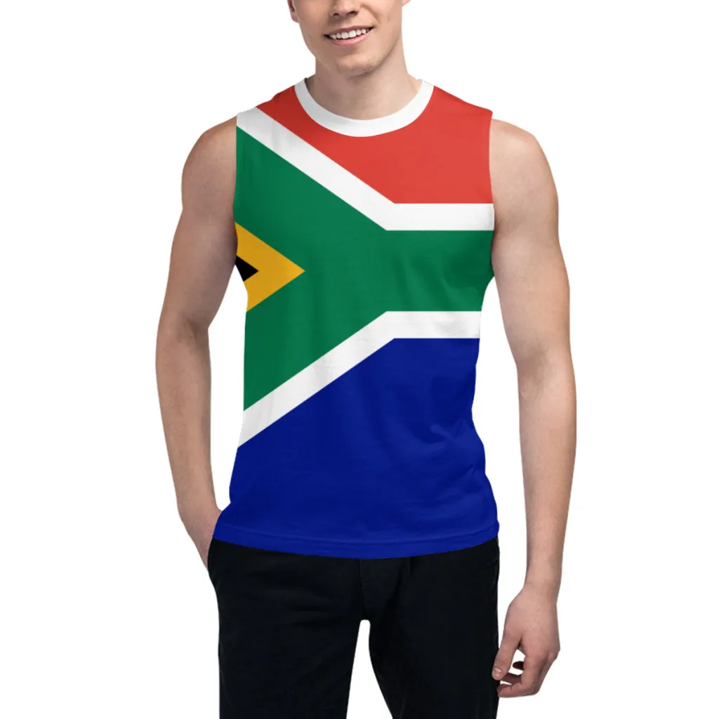 Sleeveless T-shirt South Africa Flag 3D Men's Boys Tshirt Gyms Tank Tops Fitness Joggers Basketball Training Vest
