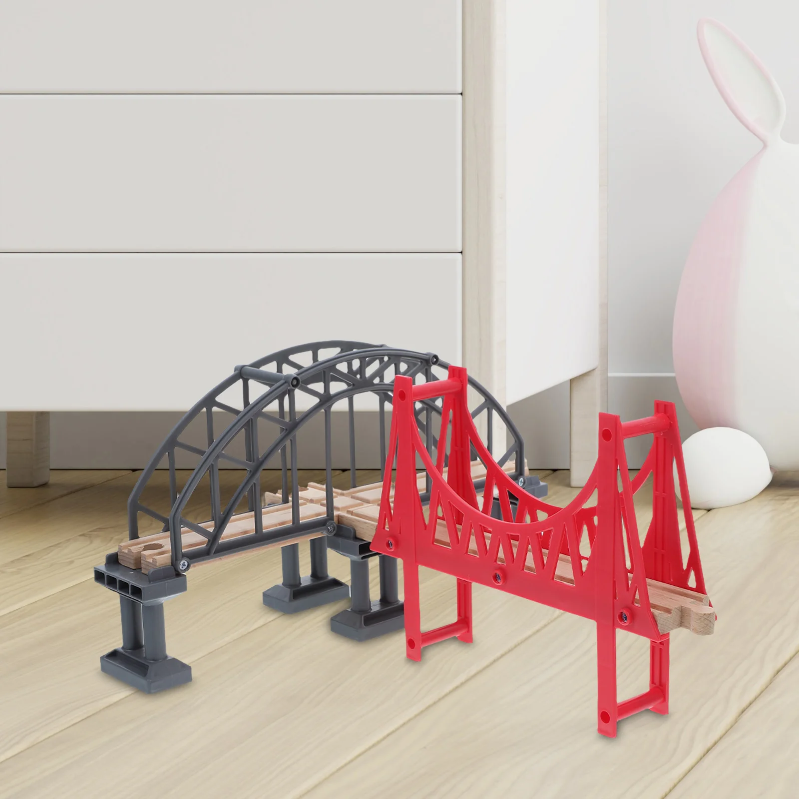 Train Track Trains Toy Bridge Supports Wood Wooden Plastic Model Tunnel Child Hanging