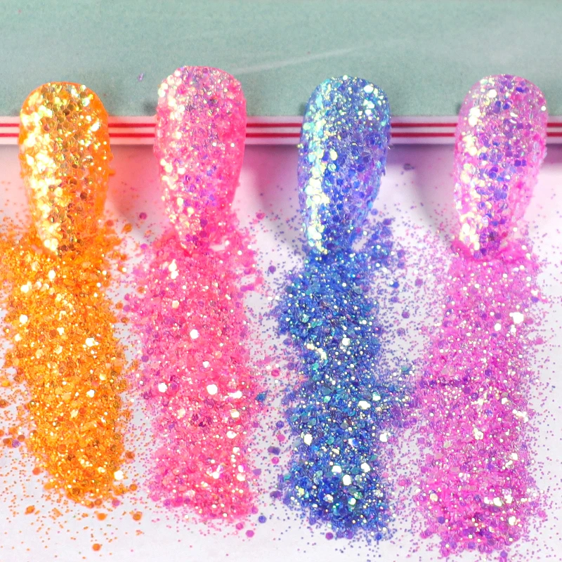 50 g/Beutel MagiBling holografische gemischte sechseckige Nagelglitter glitzernde Pailletten für handgefertigte Maniküre, Körper, Augen, Gesichtsdekorationen – Detail 5