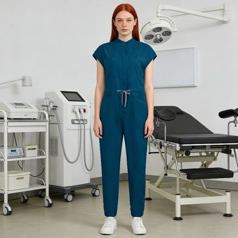 Jumpsuit, Stand Collar, Fly Sleeve, Zipper, Operating Room, Medical Staff, Nursing Staff, Specialized Protective Clothing