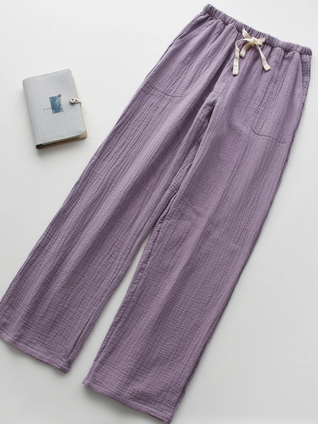 Loose Comfortable Cotton Sleepwear Pants Men Women Spring Summer Thin Double Layer Gauze Home Leisure Long Trousers Couple