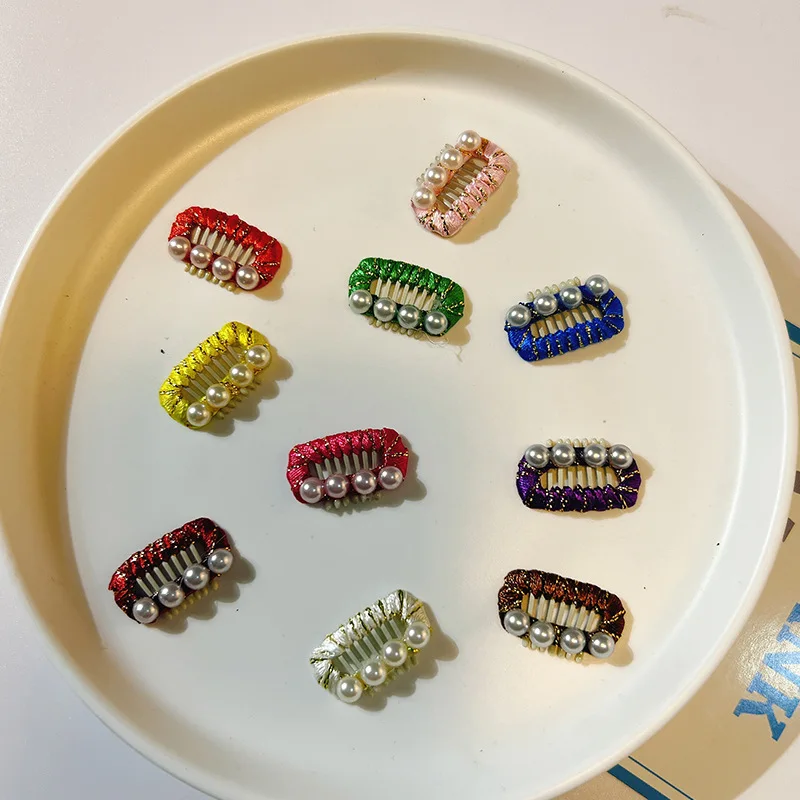 New Handmade Pet Hair Grooming Products Golden Thread Pearl BB Clip Pet Hairpin Alloy Material for Puppy Cat Dog Supplies