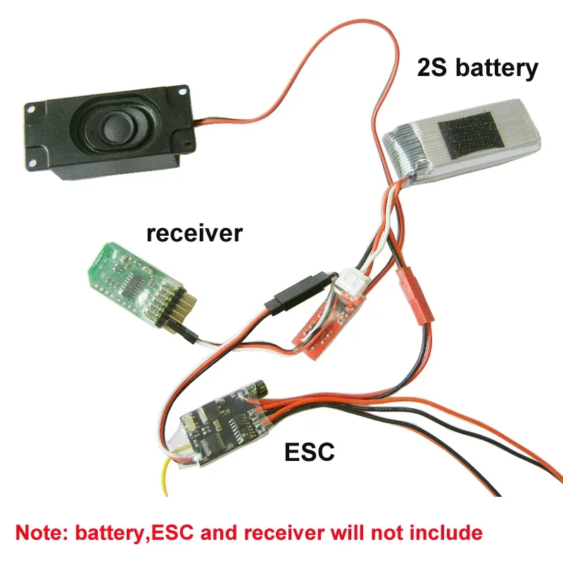 Juego de conversión de frecuencia de barco de simulación RC, grupo de sonido, entrada 3,6-8V, alimentado por receptor/batería Lipo 2S, Kit de