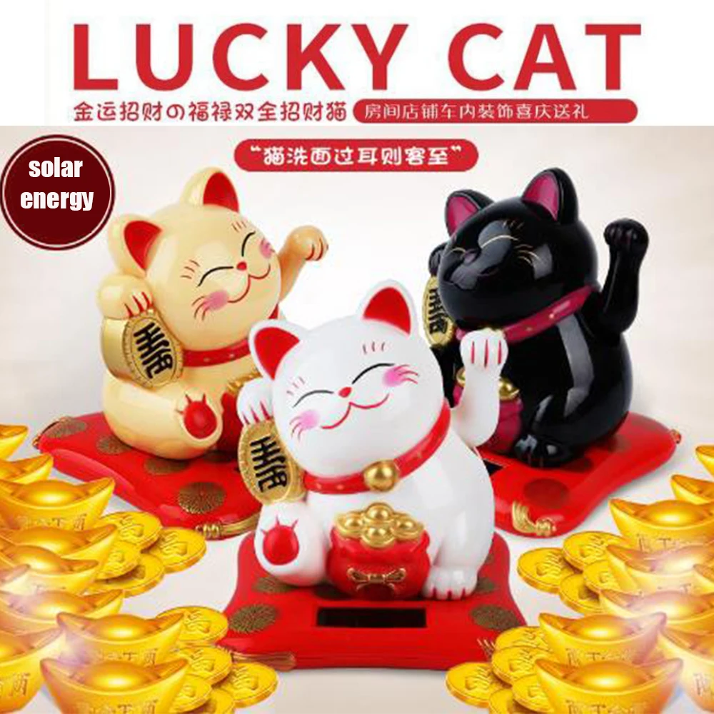 

Lucky Cat Car Decorations Wealth Waving Hand Cat Ornament Cute Waving Arm Beckoning Fortune Cat For cat Decorative ornaments