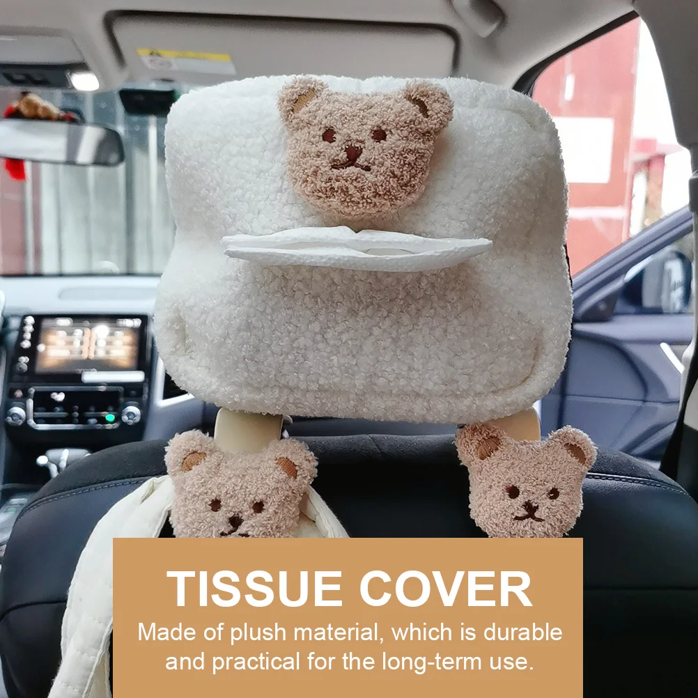 

Car Tissue Box Cartoon Bear Hanging Soft Adorable Tissue Holder Decorative for Home Bedroom Office Living Room Use