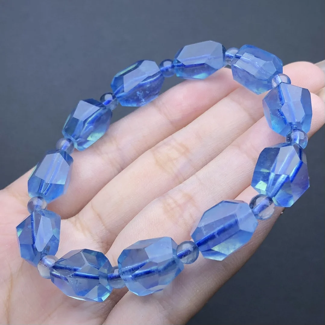 Natural Freeform Blue Crystal Bracelet Healing Visuddhi Chakra Stress Relief Reiki Yoga Energy Gift 1PCS