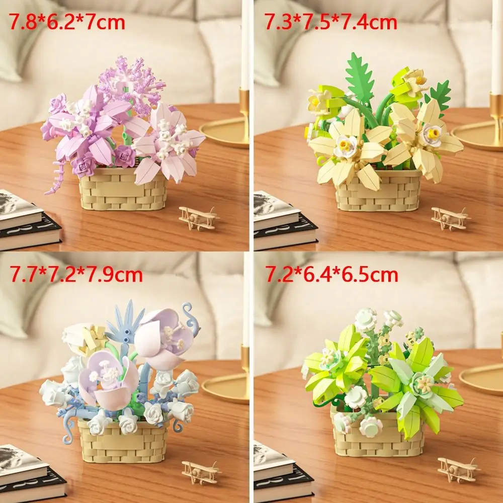 Hoge kwaliteit DIY bouwstenen ornament interessante bloemenmanden creatief kinderen cadeau bouwspeelgoed