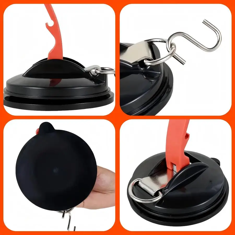 

1/2/3pcs Heavy-Duty Suction Cup Car Hooks - Strong,Multi-Function Car Mount & Camping Tarp Accessories with Securing Hooks