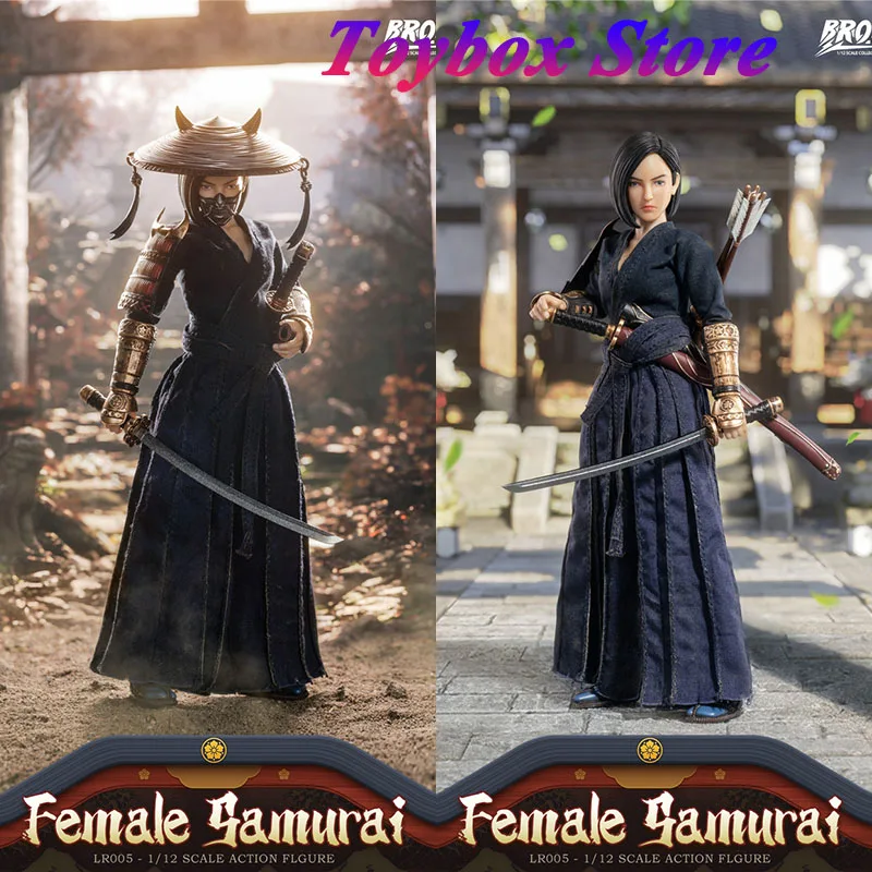 BROTOYS 1/12 LR005 Short Hair Female Smaurai Cloth Action Figure Mini Bow Arrow Long Sword Model Ornament 6