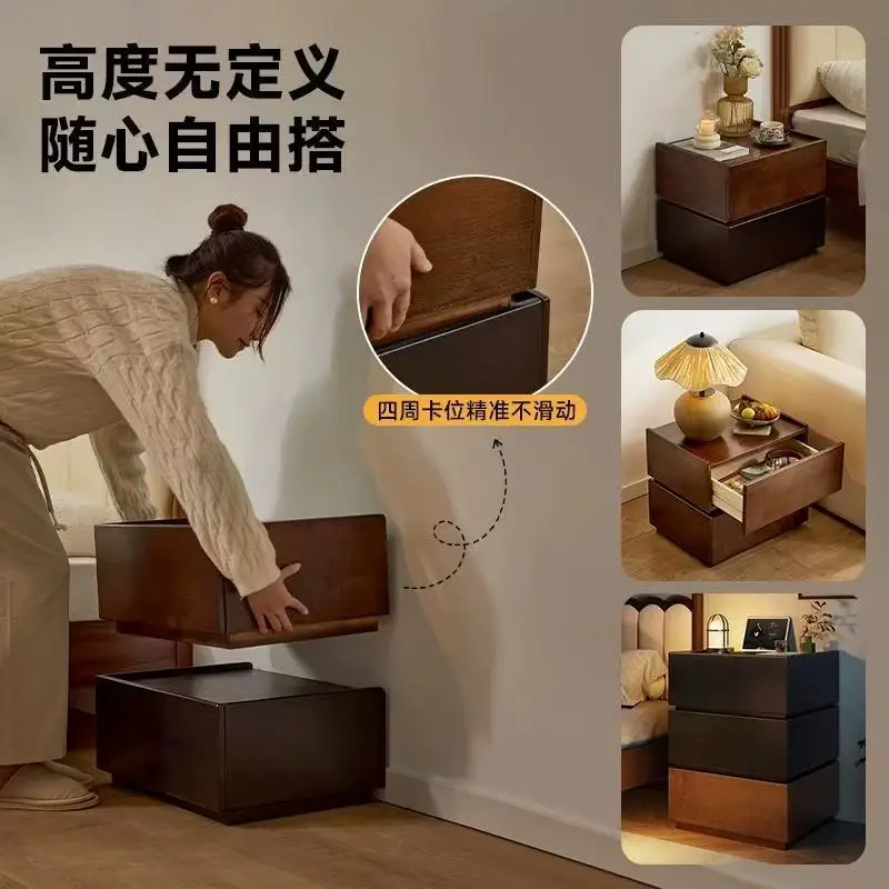 All solid wood bedside table creative home bedroom locker 2026 new bedside table medium antique bedside storage cabinet