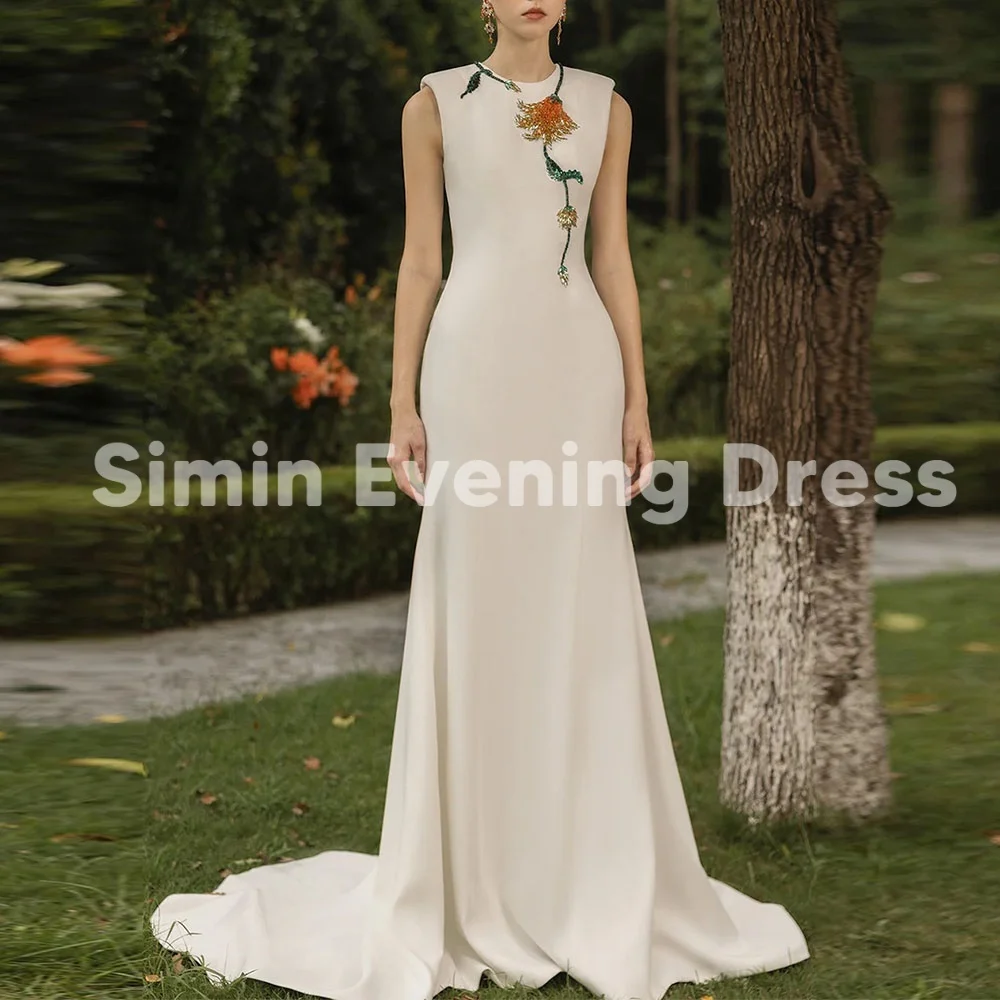 

Simin Индивидуальные женские вечерние платья русалки с круглым вырезом и драпировкой из бисера и без рукавов длиной до пола, вечерние элегантные платья 2025