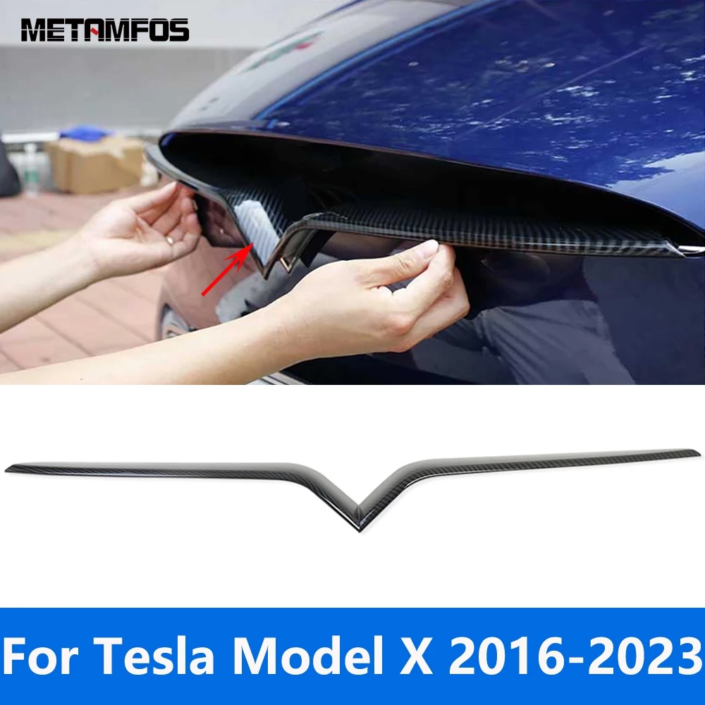 

Для Tesla Model X 2016-2020 2021 2022 2023, передняя центральная решетка из углеродного волокна, гоночная решетка, молдинг, аксессуары, Стайлинг автомобиля