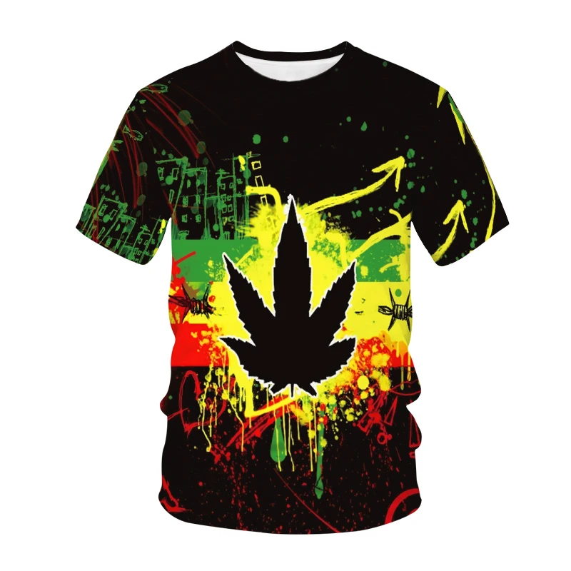 2023 New Green Hemp Leaf T Shirts Weed 3D Printed Men Women Harajuku Tshirt Boy Girl Hip Hop Casual Fashion Oversized Tops Tees