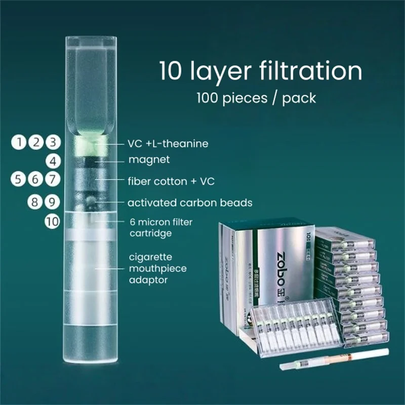 

Disposable Cigarette Filter Tips 100 Piece Pack 10 Layer Filtration Holder Edc Smoking Accessories Piteira Cigarros Mouthpiece