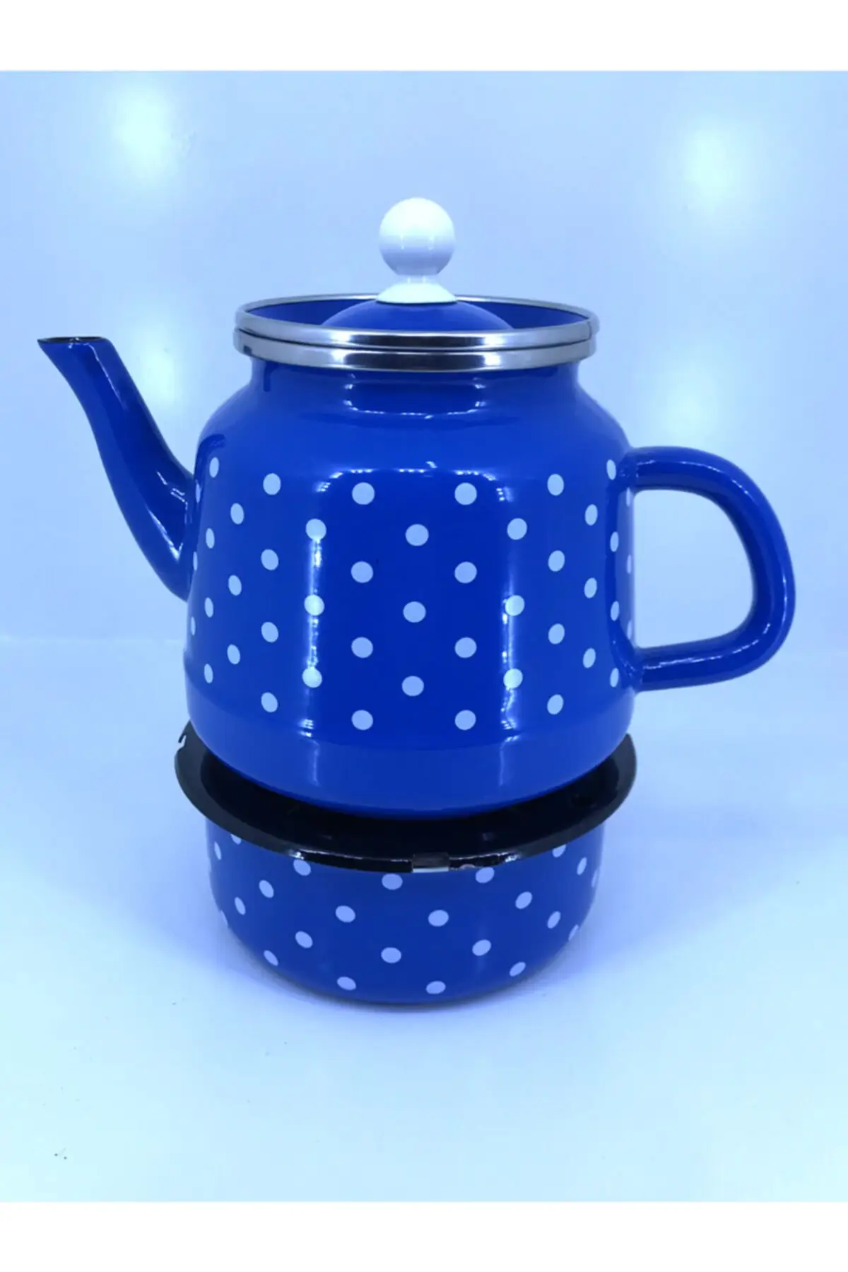 Depoexpres Enamel Teapot And Kettle Enamel Teapot Blue Speckle Pattern Nihaleli Teapot