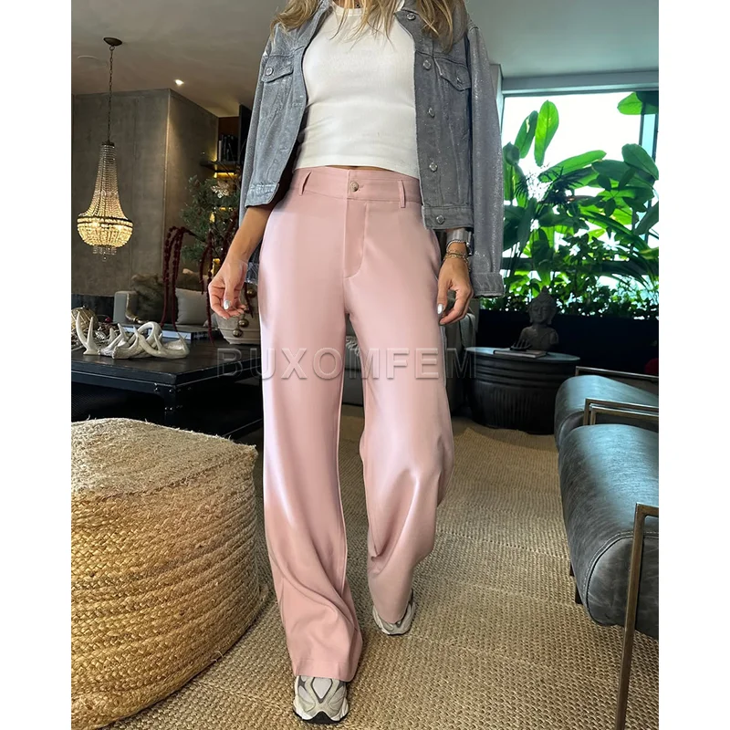 

2025 New Casual Long Loose Pants Women's Bottom Colorful Retro Style Vintage Wide Leg Straight Trousers ladies Fashion Outwear