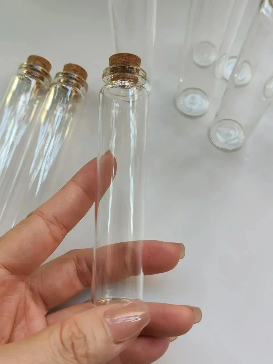 10 pcs 25 ml Tall Skinny Empty Glass Bottles Clear Jar cork lid Fillable DIY mini wish charm ornament perfume Assorted Variety