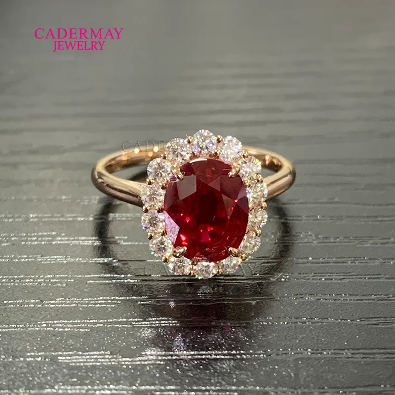 

Customized Jewelry 18K Rose Gold 7x9mm Oval Shape Pigeon Blood Red Lab Synthetic Ruby Wedding Engagement Ring For Women Gift