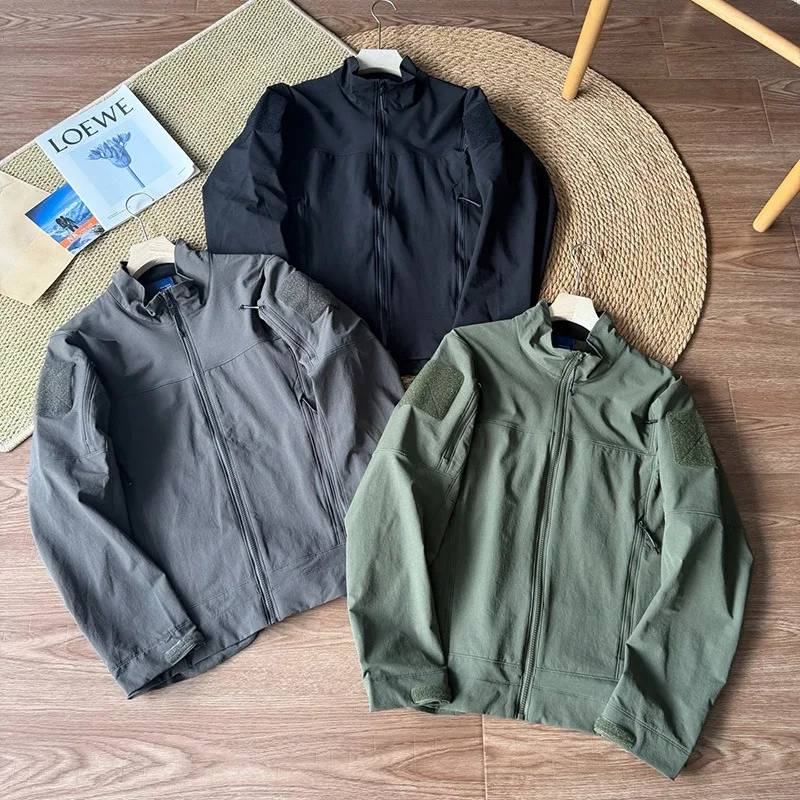 Men's Retro Military-Style Techwear Jacket – Stand Collar Casual Outdoor Bomber