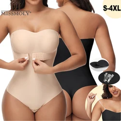 MISSMOLY Strapless Thong Bodysuits 4XL Women Belly Control Full Body Shaper Push Up Breast Underwear Plus Size Women's Clothing