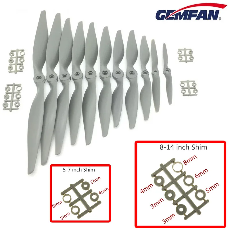 

Gemfan APC Nylon Propeller 5x5/6x4/7x5/8x4/8x6/9x6/10x5/10x7/11x5.5/12x6/13x6.5/14x7/16x8/17x10 Props for RC Model Airplane