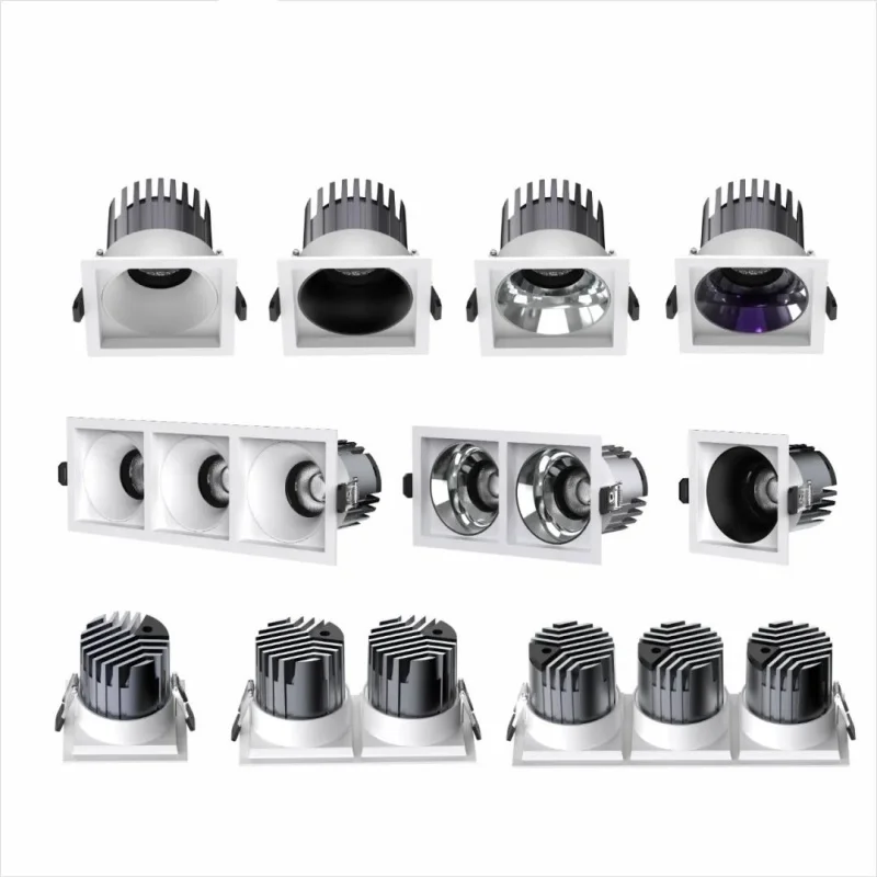 Square Grille COB Spotlight Anti-Glare LED Downlights Recessed 7W 10W 15W 1-3 Head Dimmable AC85-265V Ceiling Spot Indoor Lighti