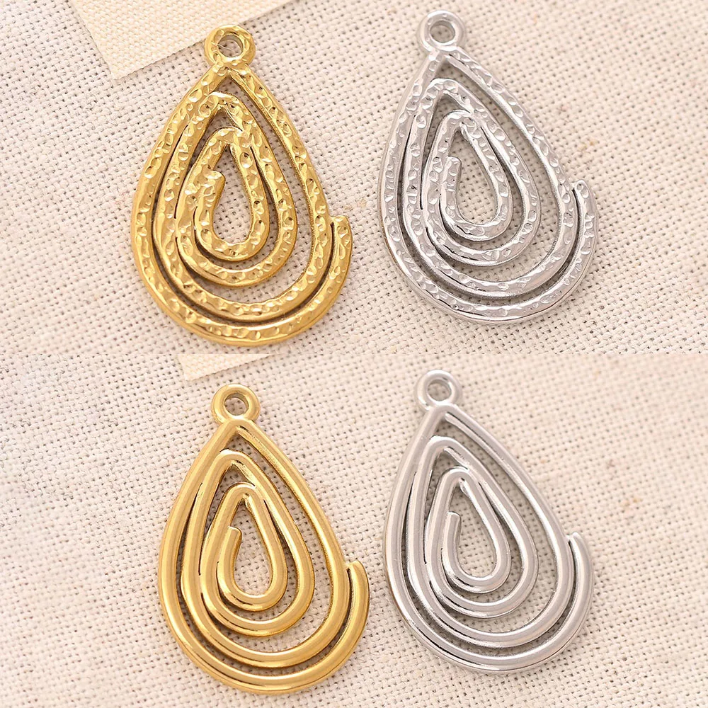 3Pcs Earrings Charm Hollow Out tear drop Drop Pendant Connector DIY Necklace Jewelry Making Findings Stainless Steel Accessories