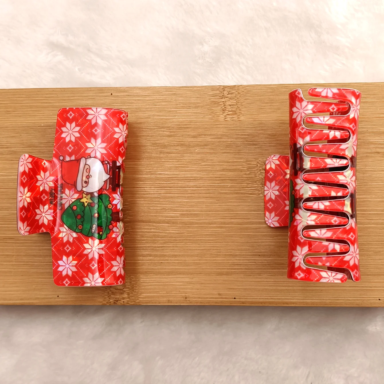 1/3/6 قطعة مشبك شعر مطبوع على طراز عيد الميلاد، مشبك شعر نسائي عصري ولطيف، إكسسوار شعر للحفلات