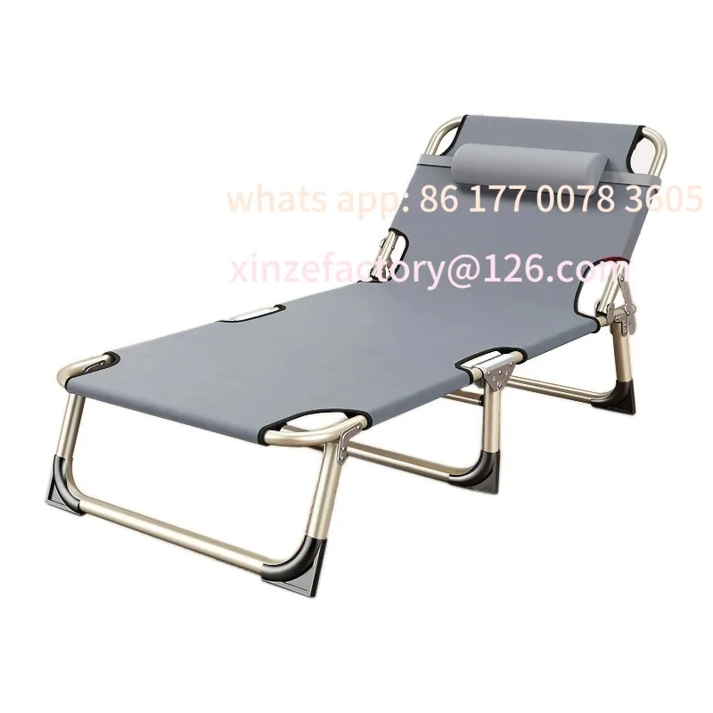 

Customizable Single Person Camping Folding Bed Folding Bed Single Person Folding Reclining Lounger for Camping Lunch Outdoor