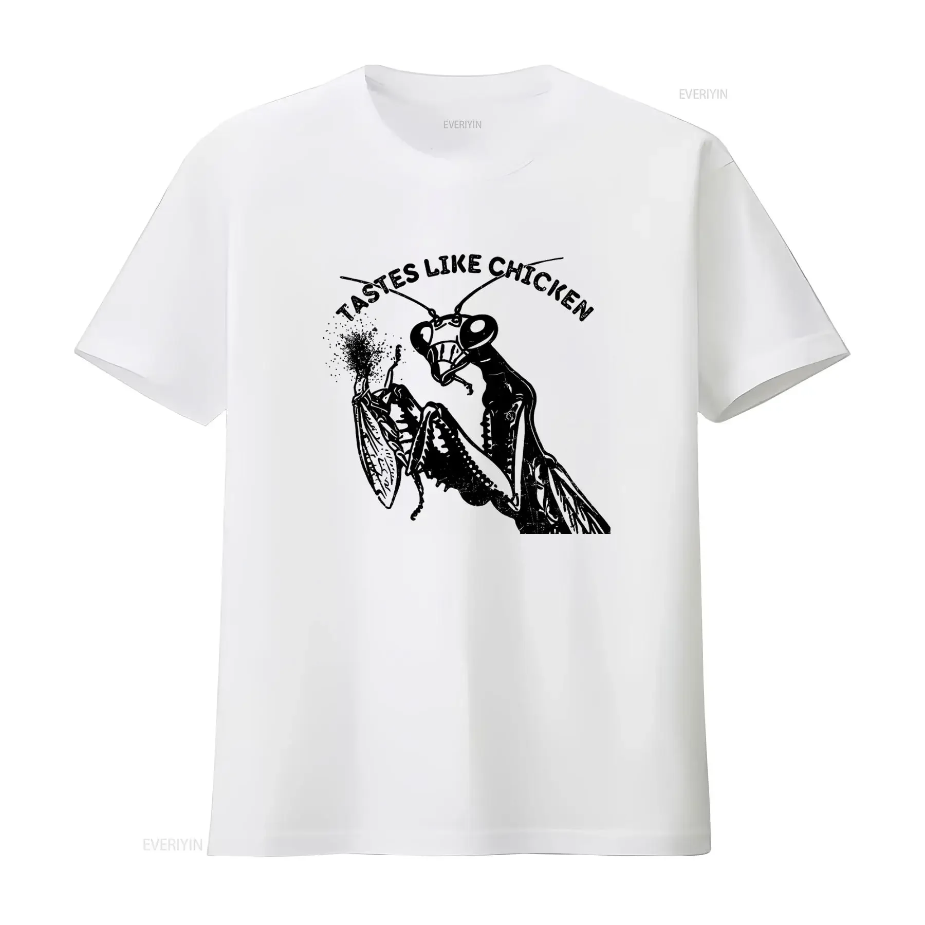 Praying Mantis T Shirt Funny Weird Crazy Man Eater Cute Insect Cool Dark Humor Silly Saying Tastes Like Chicken vintage Washed