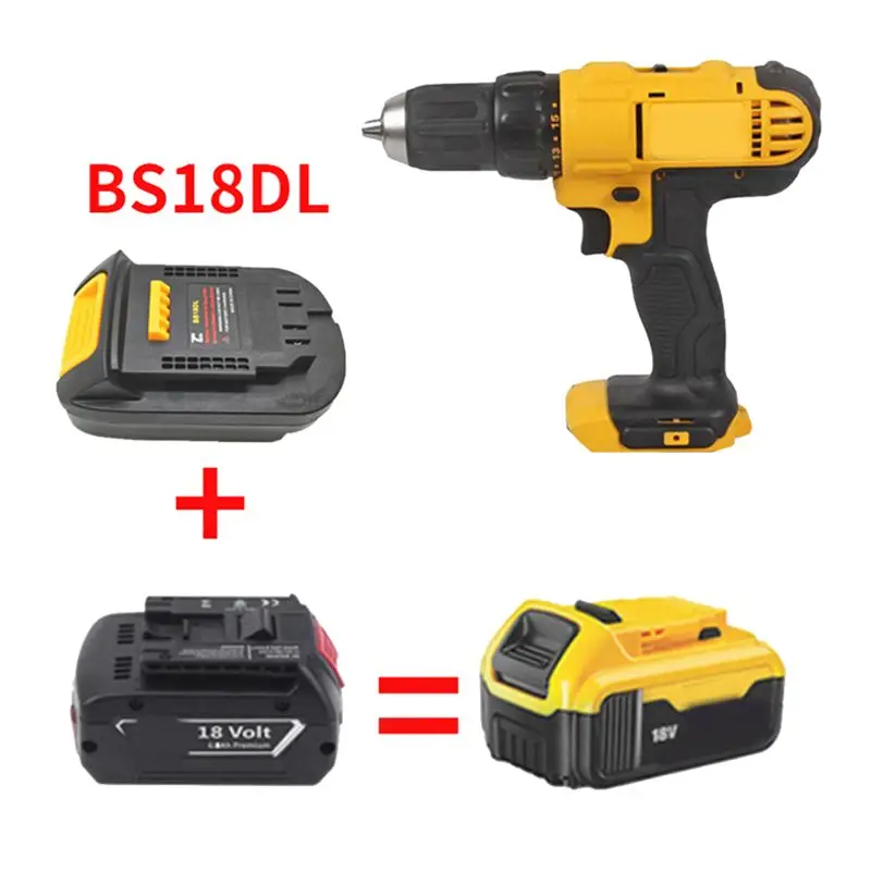 ✼BS18DL Battery Adapter for Bosch 18V Battery Use for Dewalt 18V/20V Li-Ion Battery Power Tools 4-PIN Converter