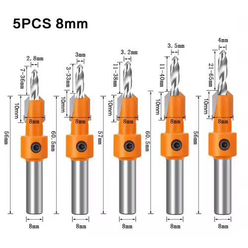 8mm Shank HSS Woodworking Countersink Router Bit Screw Extractor Remon Demolition for Wood Milling Cutter Woodworking Tools - Image 9