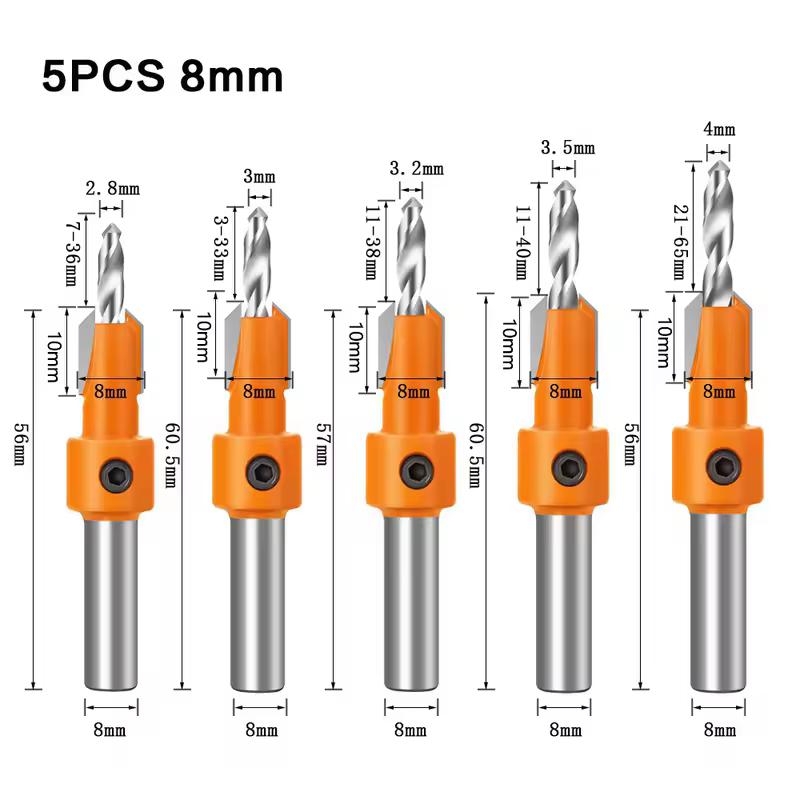 8mm Shank HSS Woodworking Countersink Router Bit Screw Extractor Remon Demolition for Wood Milling Cutter Woodworking Tools - Image 9