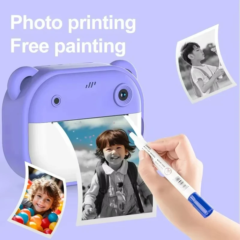 Digital Camera Instant Print for Children Thermal Print Camera Instant Photo Printing Camera Video Toys+32G Memory Card